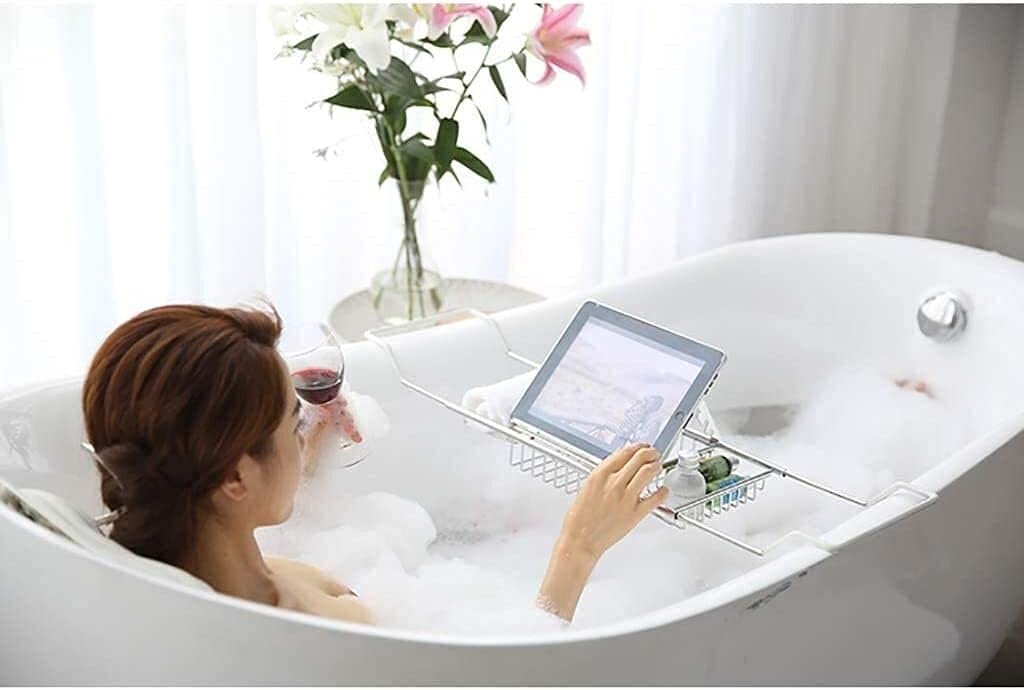 SoGuDio Bathroom Bathtub Shelf Expansion Board Multifunction Bathing Shelf Household Stainless Steel Metal Bathtub Frame Foldable Bathtub Cover Bathtub Tray : Home & Kitchen