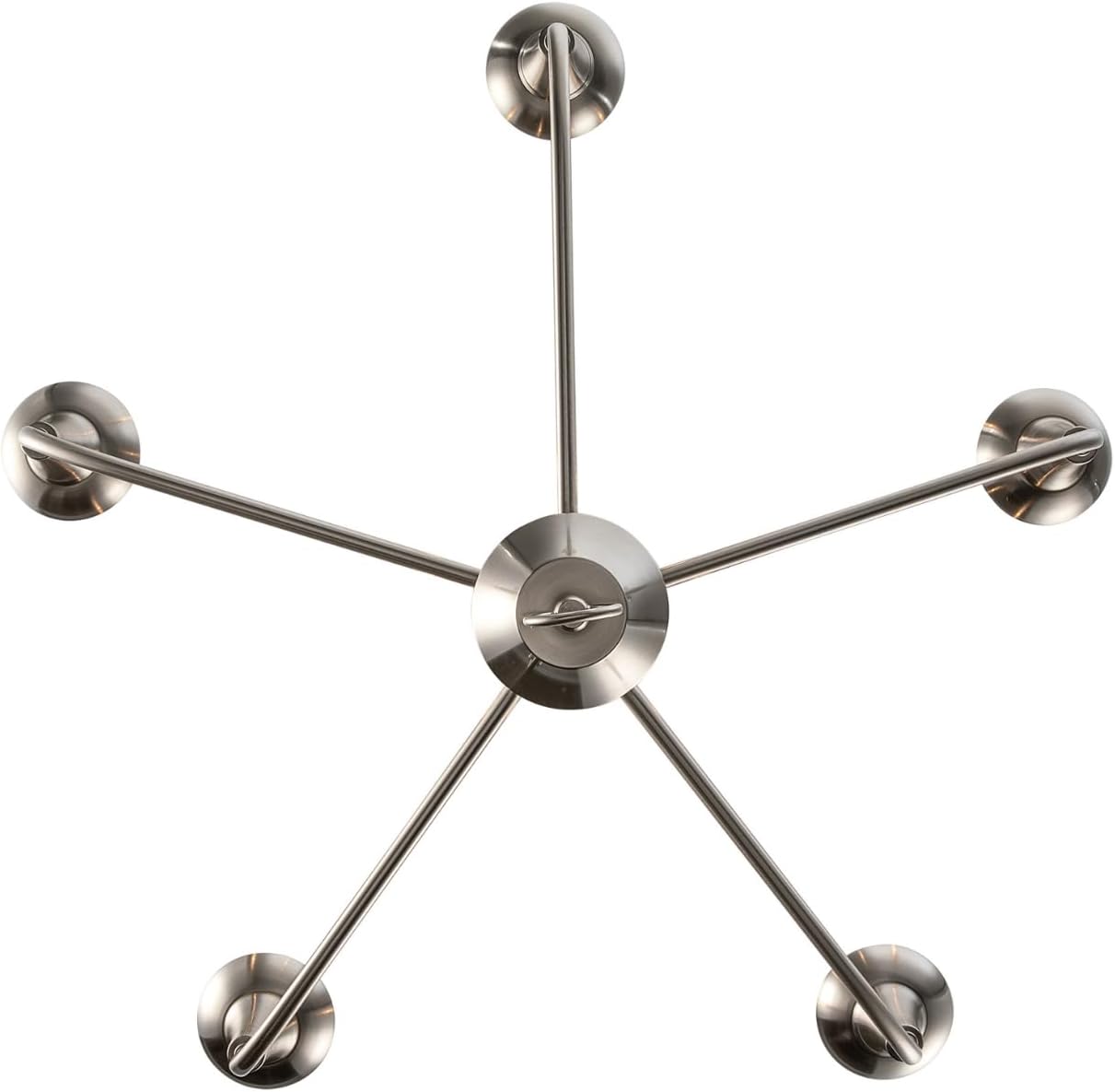 Asher Hamilton Fairmont Chandelier AHC-100BN | 31 Inch Brushed Nickel Modern Open Frame Ceiling Light | 5 Light E12 Candelabra Base | Indoor Hardwired Fixture for Dining Room Living Room Entryway
