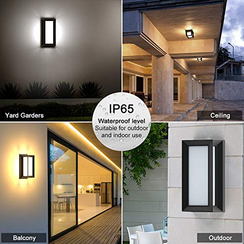 Sytmhoe Outdoor Wall-Porch-Light, Modern Exterior Led Wall Sconce,24W-Led Matte Black Exterior Wall Fixtures,Mounted Wall Patio Lamps,3-Color-Changeable For Garage Walkway Backyard Garden thumb #3