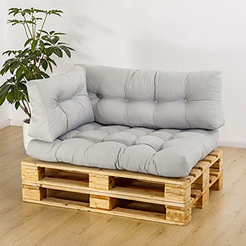 UVCMDUI Cojines para Palets, Cojin Palet de Jardín, Cojines para Pallet para Exteriores, Patio, Tumbona,Light Grey,backrest 60x40cm