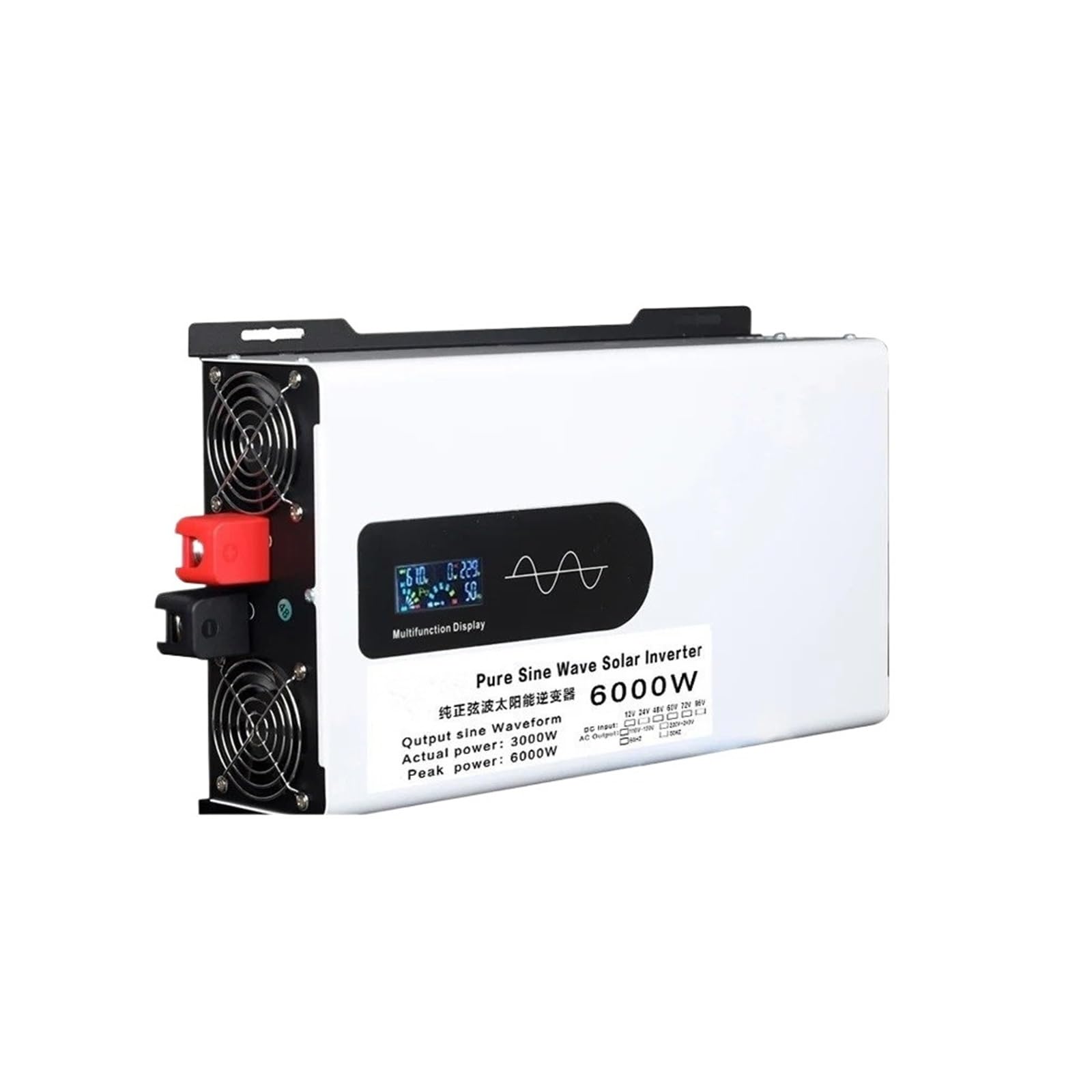 Convertidor Potencia 220 V 6000 W 12 V 24 V 48 V 60 V 72 V Inversor Solar para Coche Fuera Red Inversor Onda Sinusoidal Pura Montaje En Pared Convertidor(12V,220V-230V(50Hz),6000W)