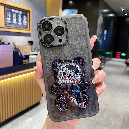 Coque Ours 3D à Paillettes iPhone 13 Pro fini support dégradé brillant