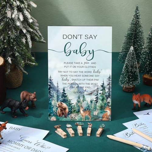 Image of Patelai 321 Pcs Adventure Awaits Baby Shower Decorations Let The Adventure Begin Baby Shower Games 5 Set Don't Say Serve 50 Guests for Forest Mountain Wilderness Gender Reveal Birthday Party Supplies