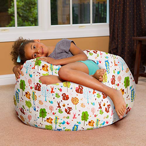 Posh Beanbags Bean Bag Chair, Large-38in, Canvas Animals Forest Critters