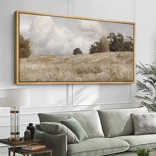 Rustic Countryside Landscape Illustrations Canvas Print - 60x30