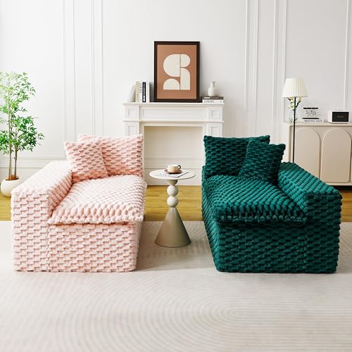 Image of KEIKI 2Seat Modular Turtle Velvet Sofa Couch for Living Room Bedroom Studio Comfort Seekers Homeowners Luxurious Elegant Sophisticated Refined Design Stylish Design Green Pink