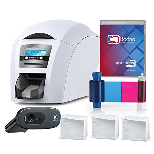 Magicard Enduro 3e Single Sided ID Card Printer & Complete Supplies Package with Silver Bodno ID Software