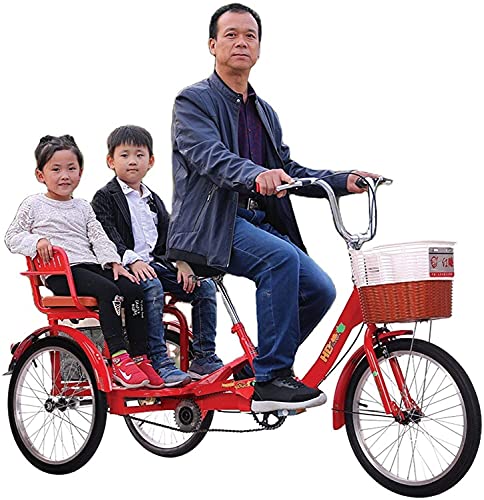 PAGOIAAR Adult Cargo Tricycles Beach Cruiser Bikes Shopping 20 Inch Foldable Seniors Adult 3 Wheel Bikes Tricycle Manpower Pedal with Shopping Exercise Basket and Back Seat