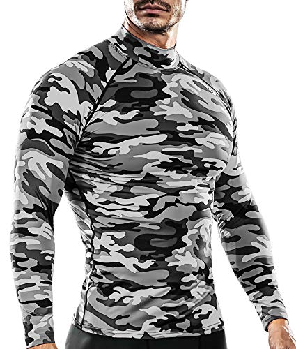 DRSKIN Men's Long Sleeve Compression Shirts Top Sports Workout Running Athletic Base Layer Dry Thermal Winter (XL, SMGY32) Gray