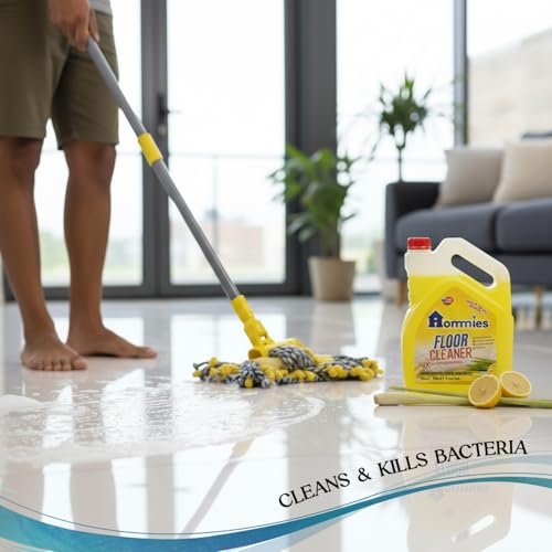 Image of Hommies Disinfectant Surface & Floor Cleaner Liquid, Lemongrass - 5 Litre | Kills 99.9% Germs | Multi-Surface Deep Cleaning for Tiles, Marble & Granite | Long-Lasting Herbal Fragrance