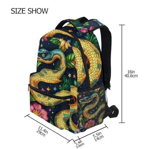 Snakes Flowers Colorful Backpack Laptop Tablet Travel School Bag with Name Tag for Boys Girls Teens3