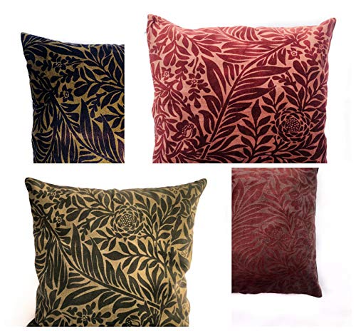 Kalakriti Funda de Cojin o Almohada Terciopelo Estampado Hojas y Flores 45x45 (Verde) Cover