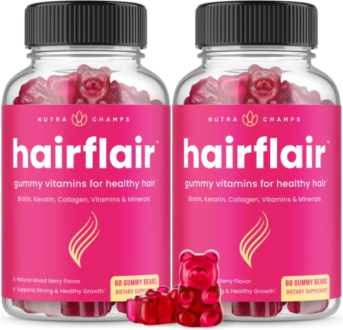 Hair Skin & Nails Gummies with Biotin | Premium Hair Growth Vitamins with Keratin & Collagen Gummies for Nail Growth | Biotin Gummies with Essential Hair & Nails Vitamins for Women & Men (2-Pack)