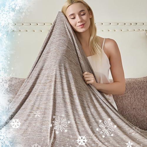 Image of CHOSHOME Cooling Blanket for Hot Sleepers Lightweight Summer Cold Thin Blankets for Sleeping, Hot Flashes Night Sweats, Soft Blanket for Bed, King Size, Brown