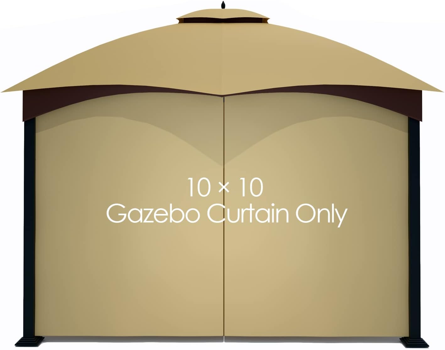 Tanxianzhe Gazebo Replacement Privacy Curtain with Zipper Outdoor Universal Privacy Panel Sidewall for 10' x 10' Gazebo (Khaki)