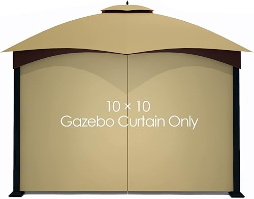 Tanxianzhe Cortina de privacidad de repuesto con cremallera para exteriores, panel de privacidad universal para cenador de 10 x 10 pies (caqui)