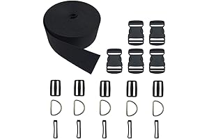 Vtete 2 Inch 5 Yards Black Nylon Heavy Webbing Strap DIY Kit