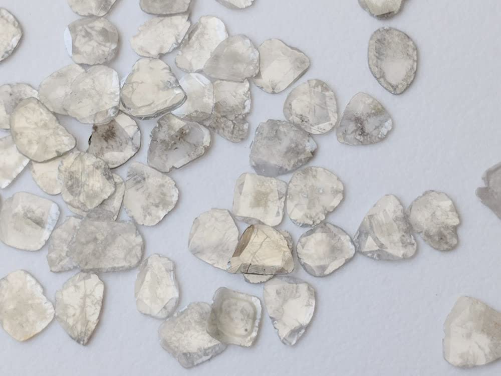 6-7 mm Białe szare plastry diamentu fasetowane, Białe szare diamenty fasetowane plastry diamentu na biżuterię, biało szare plastry (opcje od 0,5 ct do 1 ct), 6-7 MM
