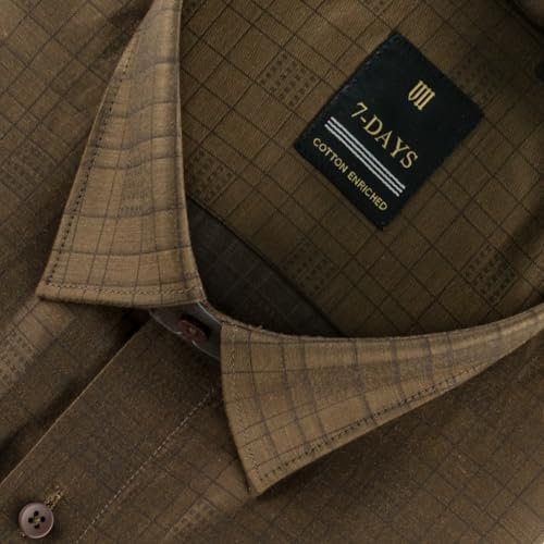 Image of 7-DAYS Premium Men's Formal Shirts - Cotton Rich, Textured Self-Design, Full Sleeve, Regular Fit, Wrinkle Resistant, with Pocket - Perfect for Office