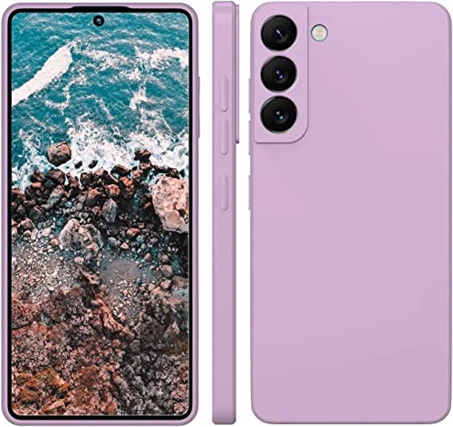 Image of DIZORO Liquid Silicone Case with Microfiber Cushioning Compatible for Samsung Galaxy S22 5G Shockproof Slim Back Cover, Gel Rubber Full Body Protection (Lilac)