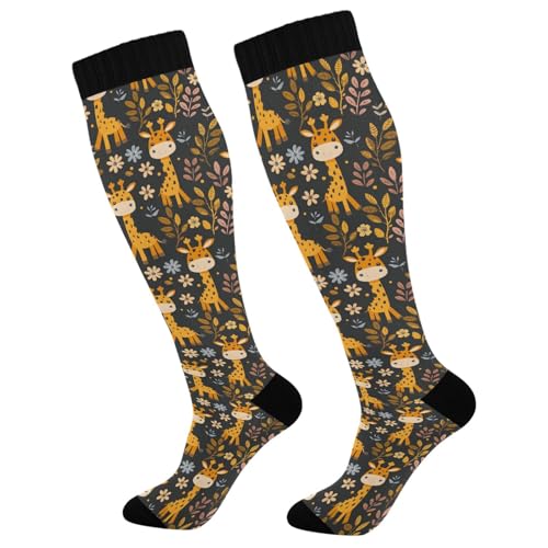 ALAZA Halloween Colored Pumpkin Compression Socks for Women Men Circulation Long Socks Running Athletic Cycling
