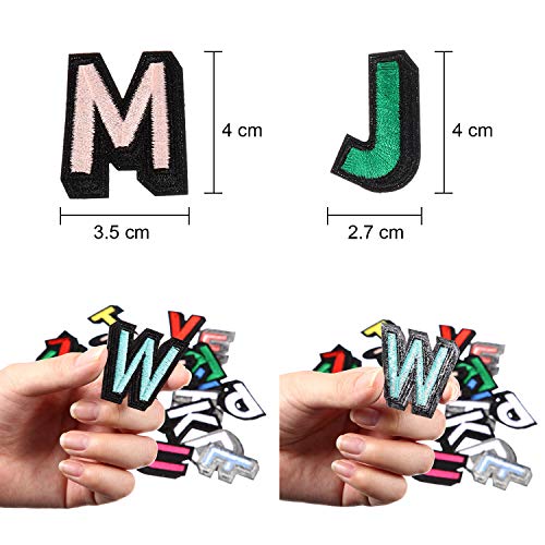 52 Pieces Iron on Letter Patches Sew on Alphabet Patches Fabric Letters Patches Embroidered Patch A-Z Letter for Hats, Jackets, Shirts and Jeans DIY Craft Sewing Projects(52)