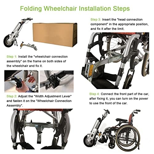 Accessoire de tracteur électrique pour fauteuil roulant, vélo à main 400 W avec lumière avant et batterie 36 V, étend la portée de mobilité pour une meilleure accessibilité en extérieur
