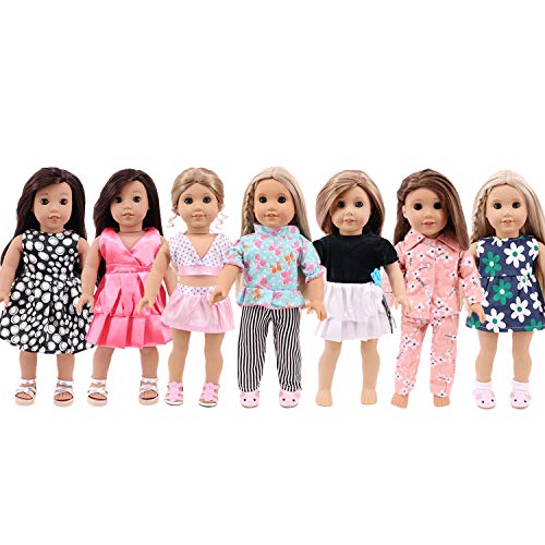 ZWSISU 18-Inch 7 Outfits Clothes for American 18inch Girl Doll Accessories Set