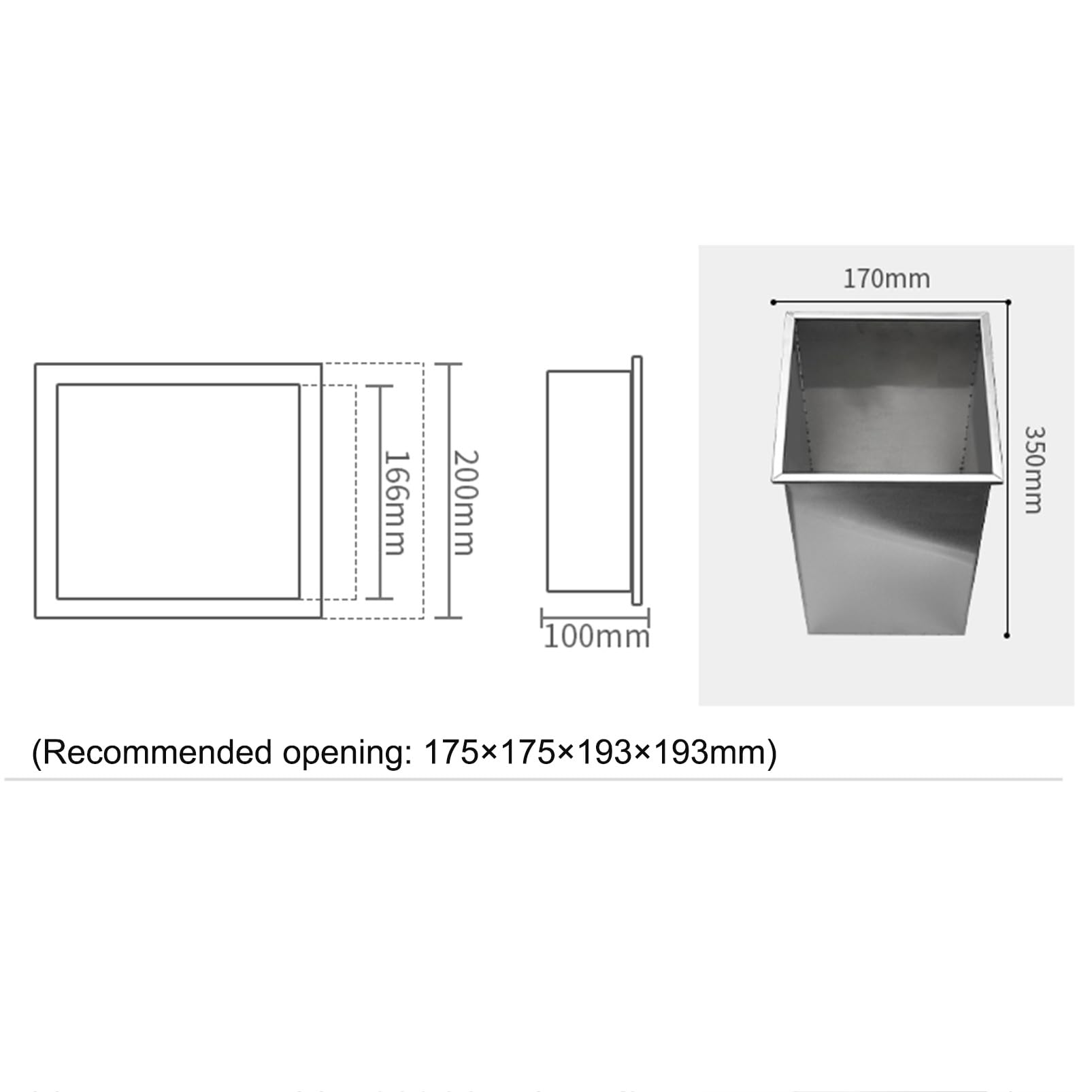 Cubo de basura para debajo del mostrador con canal integrado de acero inoxidable para armario de cocina, tapa oscilante, contenedor de residuos para baño, hotel y restaurante