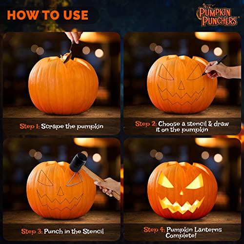 image for Pumpkin Punchers Pumpkin carving kit for kids | Pumpkin carving tools 