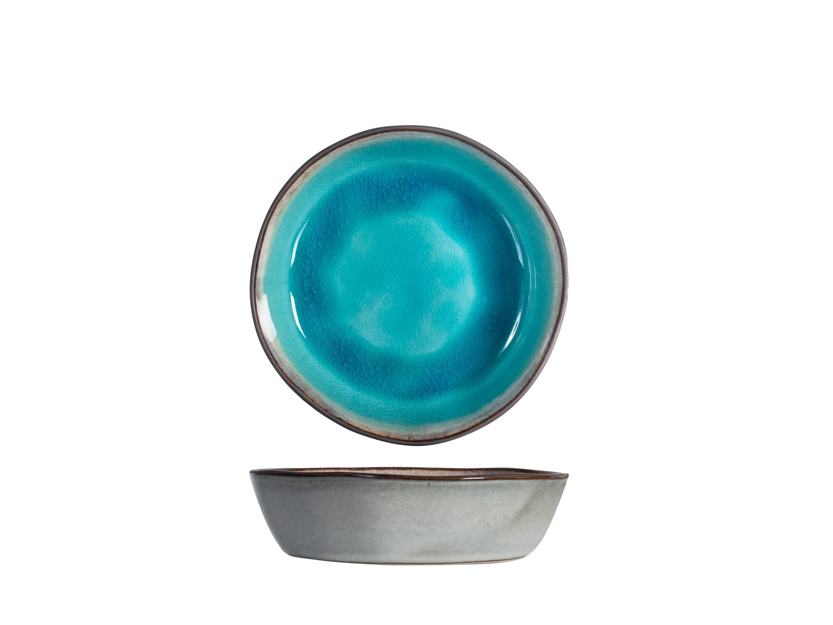 H&H 9064802 Soup Plate Teide, Stoneware, Blue, 16 cm