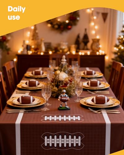Image of Niuara Football Party Decorations Plastic Table Cloth - 4 Pack 54 inch x 108 inch Rectangle Superbowl Disposable Tablecloths for 6FT Tables, Table Cover for Party, Holiday & Gathering Use