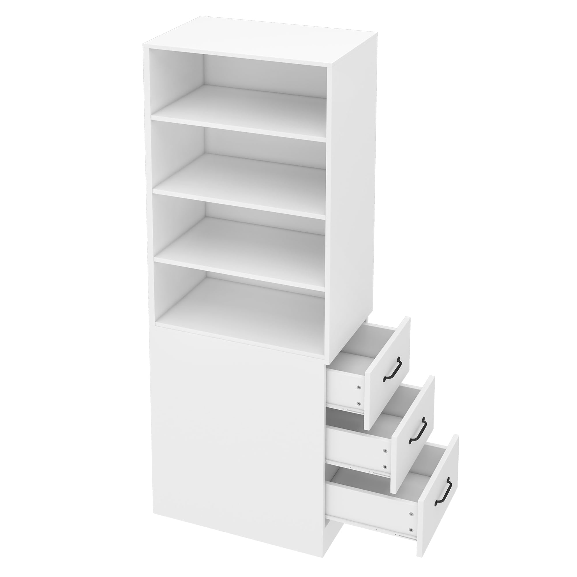 Estantería de 180 cm de altura extra estrecha con cajones laterales – estantes ajustables, intercambiable a izquierda y derecha, adecuada para espacios pequeños, aparador, salón, estantería alta