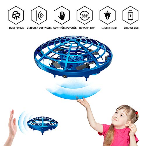 RXYYOS Mini Drône pour Enfants UFO drône Volant Balle Jouets USB Rechargebale Avion Interactive Infrarouge Induction Capteurs Hélicoptère 360 ° en Rotation Commande Manuelle avec Lumière LED