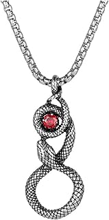 Collares Collar de moda Vintage Acero inoxidable Viking Ouroboros Serpiente Colgante Collar Hombres Mujeres Punk Hip Hop Piedra roja Serpiente Collar Joyería Regalo Collar ( Color : Rot , Size : 50cm