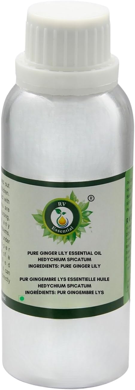 R V Essential Pure Ginger Lily Essential Oil 300ml (10oz)- Hedychium Spicatum (100% Pure and Natural Therapeutic Grade)