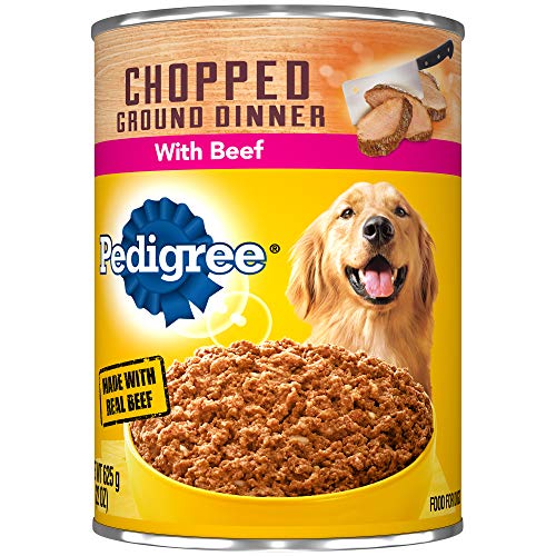 PEDIGREE Adult Canned Wet Dog Food Chopped Ground Dinner with Beef, (12) 22