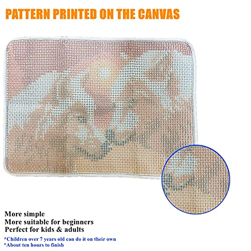 Emistem Latch Hook Kits For Adults - Diy Latch Hook Rug Kits For Kids, Crochet Kit For Beginners, Rug Making Kits With Printed Canvas, Gift Packaging.(White Wolf King, 20X15) #TOP4