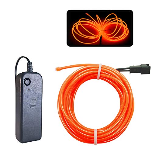 Image of MaxLax EL Wire Orange, 9.8ft /3m Portable Battery Pack Neon Light Strip 360 Cuttable Glowing Rope Lights for Parties, Halloween, DIY Decoration