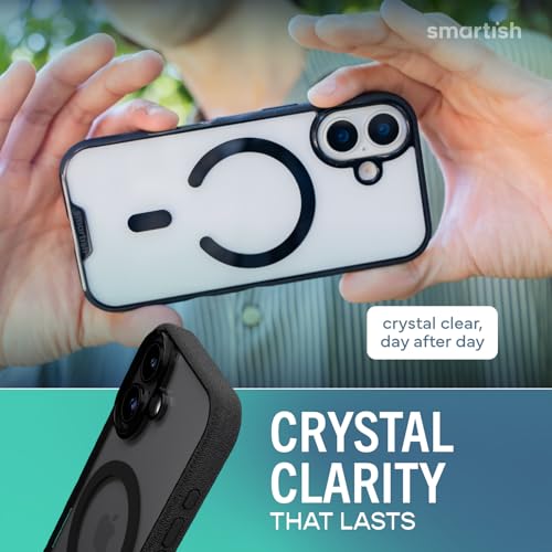 Image of Smartish iPhone 17 MagSafe Clear Case + Crossbody Lanyard Strap - Magnetic Slim Case - Anti-Yellow Thin Grip Cover + Detachable Shoulder Neck Strap for Apple iPhone 17 - Clearly Clear