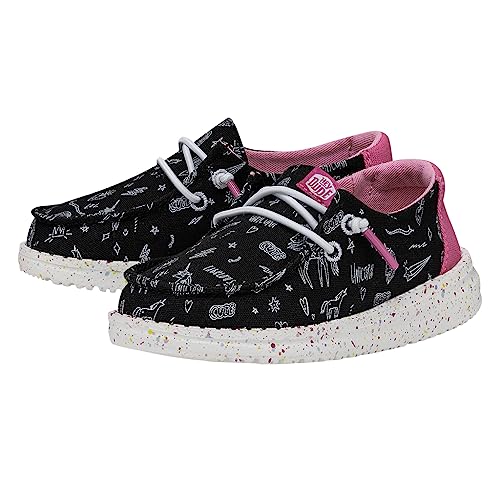 Image of HEYDUDE Wendy Toddler Unicorn Notebook Black Size 7 | Girl's Loafers | Girl's Slip On Shoes | Comfortable & Light-Weight