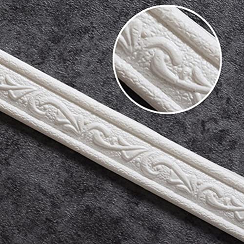 90"X 1.6" Self Adhesive Flexible Foam Molding Trim, Diamond Painting Frame Edge Decoration, 3D Sticky Decorative Wall Waist Lines Wallpaper Border For Home, Office, Hotel Diy Decoration (White) #TOP28