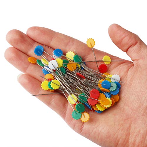 image for pengxiaomei 200 Pieces Flat Head Straight Pins, Flower Head Sewing Pin
