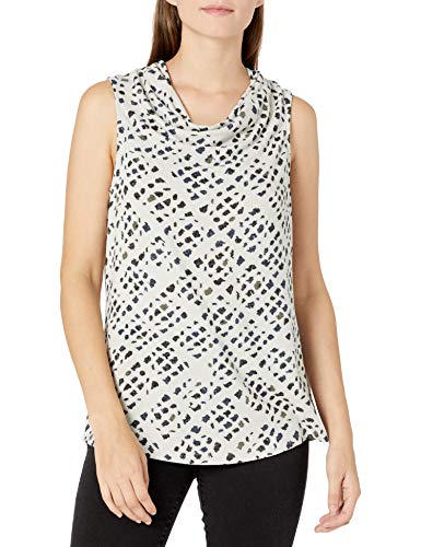 NIC+ZOE Women's Abstract Check Drape Tank, Neutral Multi, LG