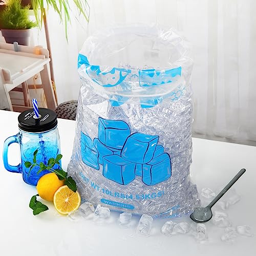 Image of 100 PACK 10 lb. Drawstring Ice Bags 12 x 21 Inch Heavy-Duty
