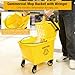35 Qt Commercial Mop Bucket with Side Press Wringer on Wheels,Heavy Duty Industrial Mop and Bucket Set for Floor Cleaning,Including 1 Wet Floor Caution Sign for Household,Business,Yellow