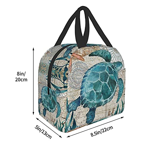 Gocerktr Marine Life Sea Turtle Lunch Bag Reusable Lunch Box Waterproof Thermal Tote Bag Lunch Container Cute Cooler Bag For Women Men Work/Travel/Picnic #TOP2