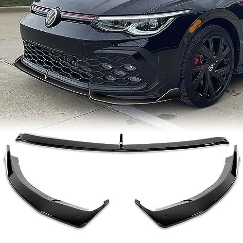 Q1-TECH, Front Bumper Lip fit for Compatible with Volkswagen Golf GTI Bumper Only MK8 2021-2024, Front Lip Spoiler Air Chin Body Kit Splitter, Painted Black ABS