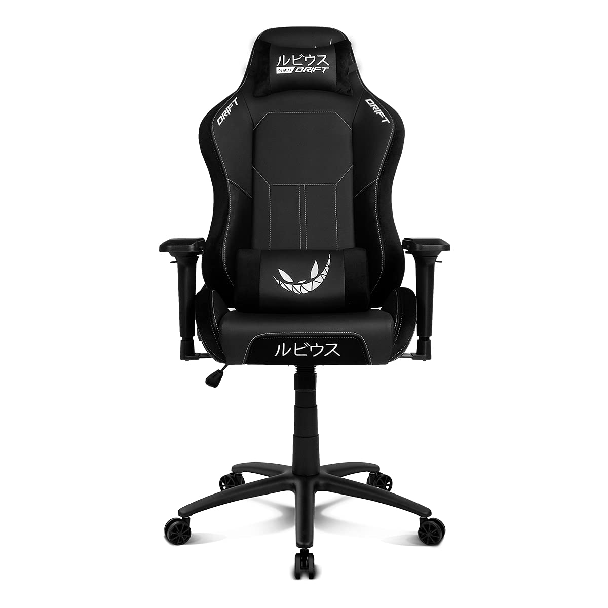 Drift Silla Gaming ElRubius -DR250RU - Silla Gaming Oficial de elElRubius,Mecanismo Mariposa, Respaldo reclinable, Polipiel, Acabados Ante, reposabrazos 4D, cojín Cervical y Lumbar, Negro/Blanco