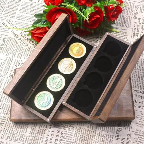 Caja de madera para guardar monedas conmemorativas y joyas de colección 3